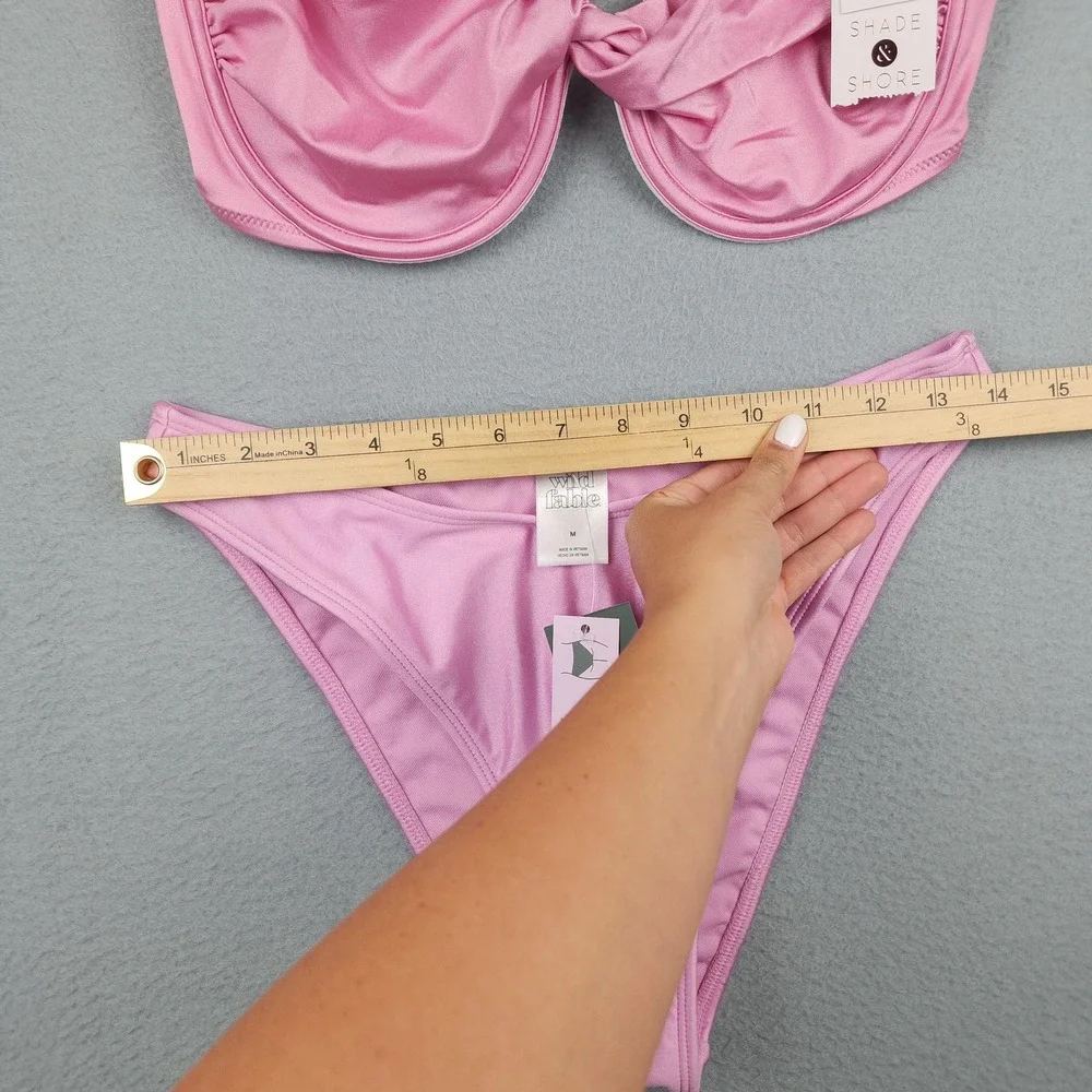 Shade & Shore Wild Fable Bikini Swimsuit Womens M Pink Underwire Cheeky Set
